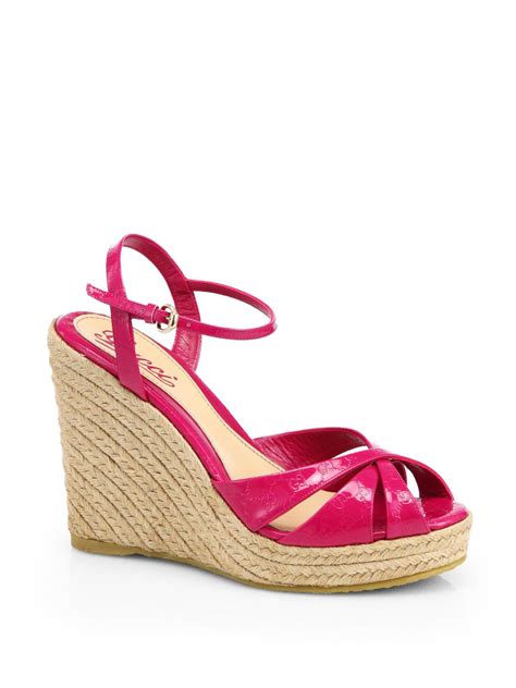 pink espadrille wedge sandals.